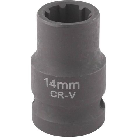 Clas – Douille 7 pans 14mm 1/2" CrV pour étrier de frein – Chrome vanadium – Pour espaces confinés – Usage professionnel