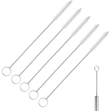 Lot de 5 brosses de nettoyage pour pailles, brosse pour tuyaux de 20 cm/7,8 pouces en acier inoxydable, ZQKLA-AquaForge (1/5)