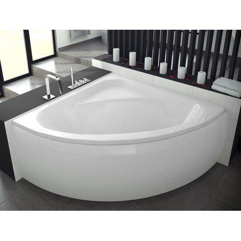 Baignoire Bain d'angle 148x148 avec tablier en acrylique, Siphon de bain et pieds (support) - Set 4en1 - Fabriqué en UE - BADLAND LUKSJA