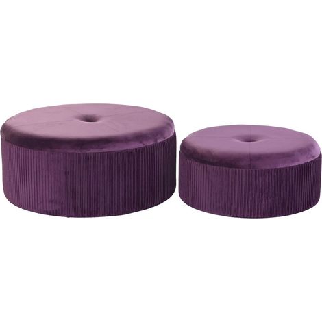 Pouf velours violet chic pour salon moderne - Violet profond en velours côtelé (1/4)