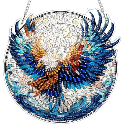 Diamond Painting Anhänger Adler mit Kette, Fensterbild Bastelset für Wanddeko (1/4)