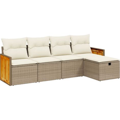 Maison Exclusive - Set Divano da Giardino 5 pz con Cuscini Beige in Polyrattan (1/4)