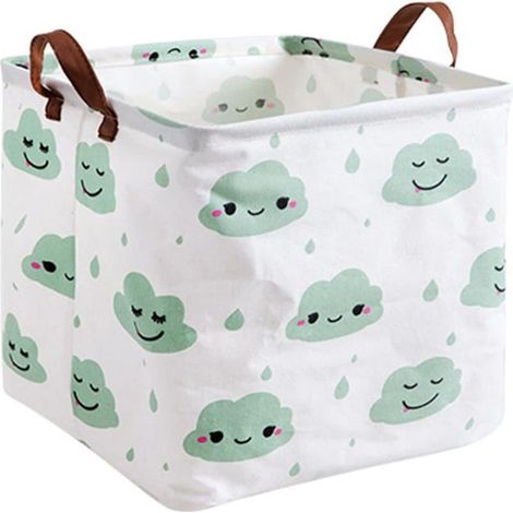 Cesto portaoggetti in cotone e lino, cesto portabiancheria pieghevole, scatola portaoggetti per organizzare biancheria, giocattoli per bambini, vestiti, verde (1/4)