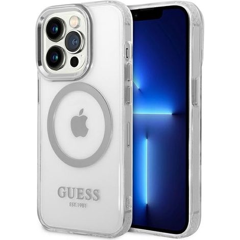 Guess GUHMP14LHTRMS iPhone 14 Pro 6.1" custodia rigida argento/argento con profilo in metallo e MagSafe (1/5)
