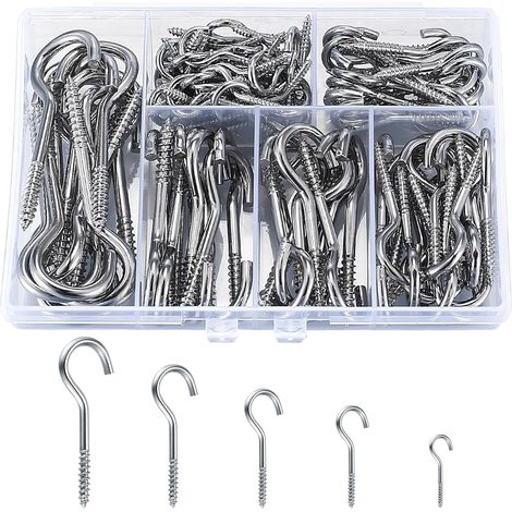 115 Stück Schraubhaken, Edelstahl-Deckenhaken, Hakenschrauben, Metall-Schraubhaken, zum Aufhängen von Pflanzen, Teetassen, Schlüsseln