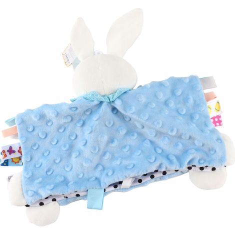Couverture de sécurité pour bébé, couleur vive, peluche confortable, couverture douillette pour bébé, poupée animal mignonne bleue (1/5)