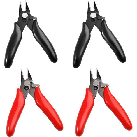 Lot de 4 Pinces Coupantes Mini 3,5" avec Verrou, Micro Pinces à Ressort pour Fils Souples, Bijoux, Maquettes et Électronique (1/5)