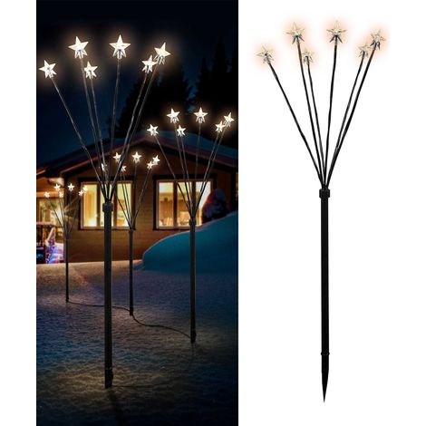 12'er Set LED-Gartenleuchtstäbe mit 24 Sternen Batteriebetrieben-MLK078W-3 (1/5)