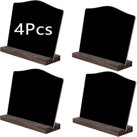 Tableau noir double face, lot de 4 tableaux d'affichage en bois, tableau de table avec base, mini tableau d'affichage pour bar, idéal pour la décoration de fêtes, restaurants et cuisines. (1/5)