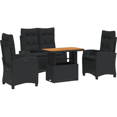 Maison Exclusive - Juego comedor jardín 4 piezas con cojines ratá