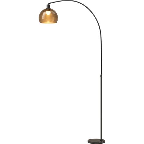 HOMCOM Lampada a Terra ad Arco con Interruttore a Pedale Nero e Grigio Fumo (1/5)