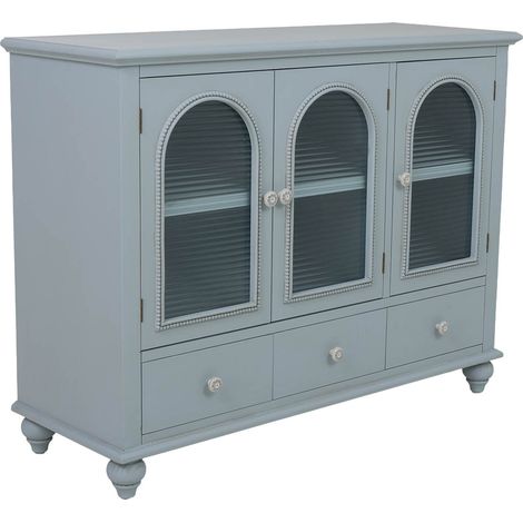 Aparador de madera azul 105x38x80.5h cm