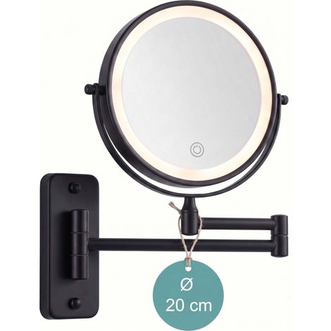 Specchio da trucco a parete con illuminazione a LED, ingrandimento 10x, colore nero. (1/5)