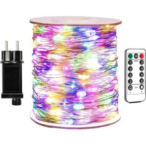 Guirlande Lumineuse  200m Fil de Cuivre Argenté, Lumière Blanche Chaude, Éclairage LED Étanche pour Extérieur/Intérieur avec Télécommande pour Sapins de Noël, Terrasses, Jardins, Cours Plantes