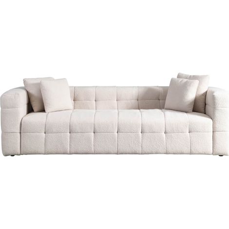 Home Deluxe – Canapé d'angle 3 places beige 236 x 68 x 92 cm – 100% polyester bouclé – Confort optimal – Design moderne et élégant (1/5)