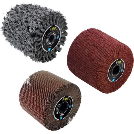 Pack de 3 Brosses (métal torsadé, fibre synthétique, lamelles) Ø120x100mm pour rénovateur FARTOOLS (1/5)