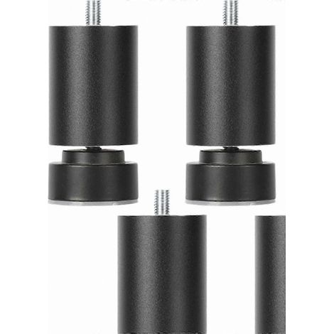 Pieds métalliques réglables à filetage M10, compatibles avec canapés, lits, tables et armoires, lot de 4, noirs, 8 cm. (1/5)