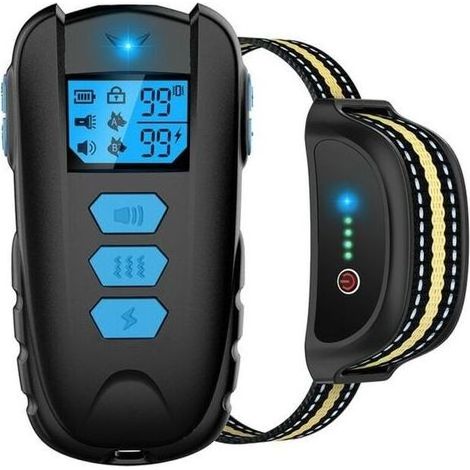 DBBEGK Collier de dressage électrique pour chien, lampe de poche, son, vibration/choc, étanche, 500 m, bleu (1/4)