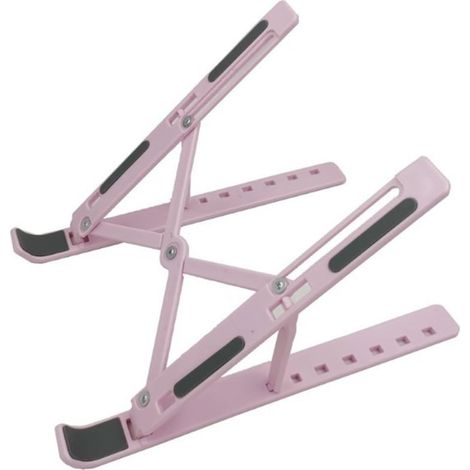 Universeller Laptopständer, verstellbare Notebookhalterung für MacBook, rutschfest, faltbare Kühlbasis (rosa) (1/3)