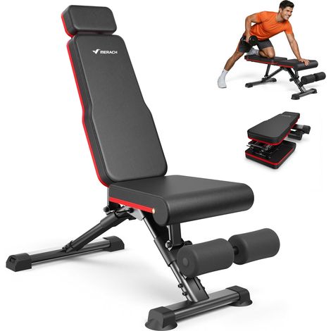 Banc de Musculation Pliable, Banc Inclinable Réglable pour Entraînement Complet du Corps, 450kg, Merach (1/5)
