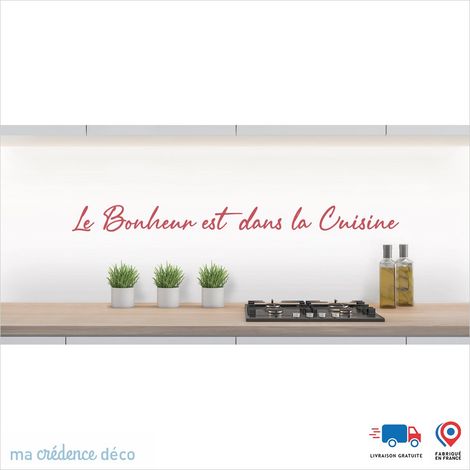 Crédence : Le bonheur est dans la cuisine 1 - Couleur Rose clair - Alu composite - 120 - 60 (1/3)