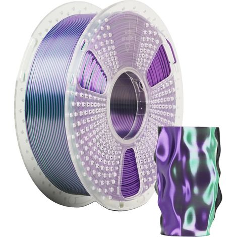 Filamento per stampante 3D, materiale PLA+ setoso, opzioni bicolore/tricolore, SETA Verde Viola (1/2)