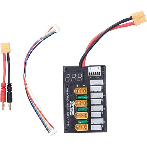 Carte de Charge D'Affichage de Cycle XT60 20A pour Batteries Lipo 3S/4S jusqu'à 4 Affichage LED de Charge Parallèle pour la Plupart des Chargeurs D'équilibre à Connecteur Banane (1/5)