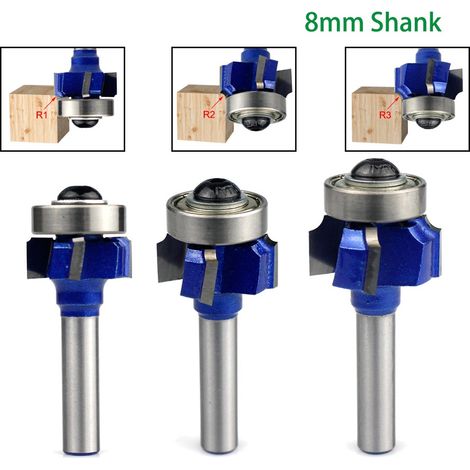 MINKUROW Rundkantenschneider mit 4 Flöten, 8 mm/0,3 Zoll, Fräser, Abrundungskante, Kantenwerkzeug zum Gravieren von elektrischen Trimmern (8xr1+8xr2+8xr3) (1/5)