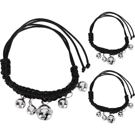 Collier Pour Chat - Tricot En Polyester Réglable Avec Clochettes - Pour Cou 24-40cm - Lot De 3 (1/5)