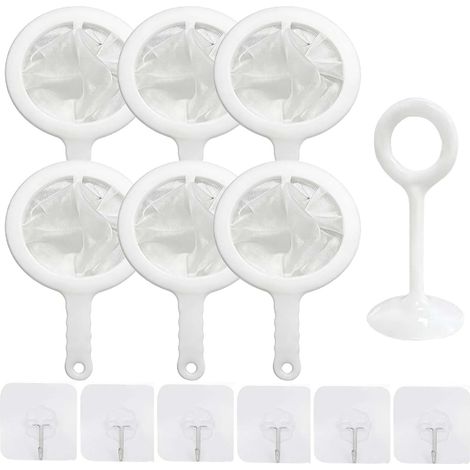 Passoire fine de cuisine 6 pièces avec poignée, maille 80/100/120/200/300/400, en nylon, petite passoire ultra-fine, en plastique, avec 6 crochets pour jus, lait, lait de soja, vin, café