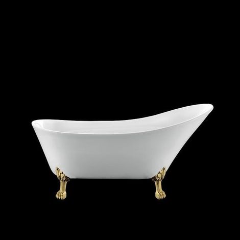 Vasca da bagno freestanding con piedini BALMAIN Bianca 161 cm Piedini di leone Dorati