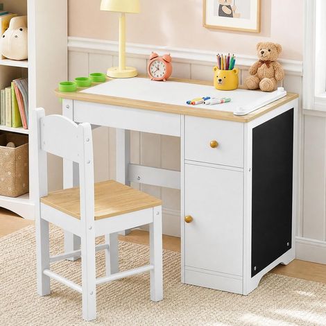Kindertisch mit Stuhl 80x40x60 cm, Mal Mit Papierrollenhalter, Weiß
Kinder Tisch Stuhl Set mit Tafel, Stauraum, Kindertisch Holz für Kinderzimmer, Mal und Basteltisch für Kinder ab 3 Jahre (1/5)