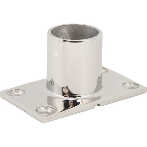 Support main courante bateau base rectangulaire argent inoxydable robuste, montage deck marine yacht, angle 90°, 30mm/1,2in, quincaillerie étanche anti-corrosion pour bateau. (1/5)