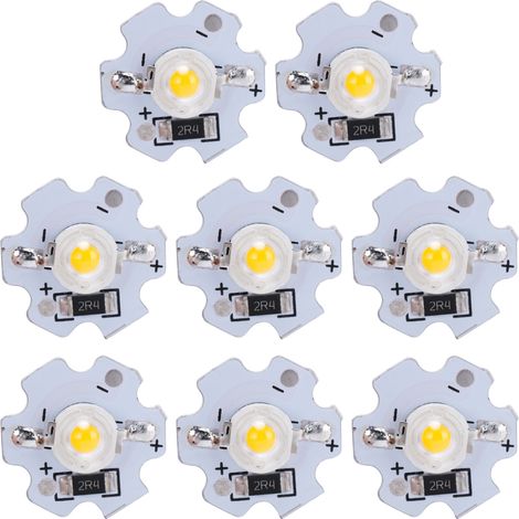 Lot de 25 puces LED 5V 200LM 3W haute puissance pour luminaires DIY, lumière jaune 588-590nm (1/5)