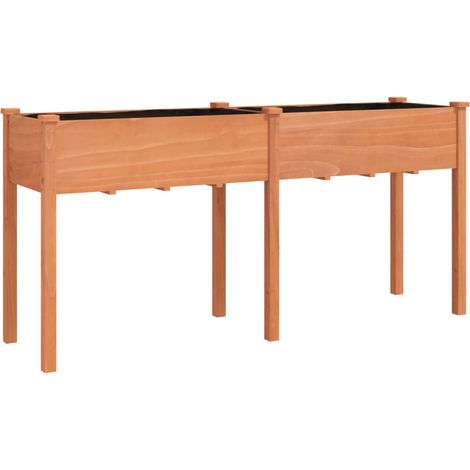 Macetero bancal elevado plantas flores terraza jardín con forro 161 x 45 x 76 cm madera maciza abeto marrón 020038125