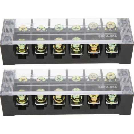 Bornier de connexion 600V 60A 6 positions, bloc de jonction pour courant fort, câblage facile, mise à la terre et circuit. (1/5)