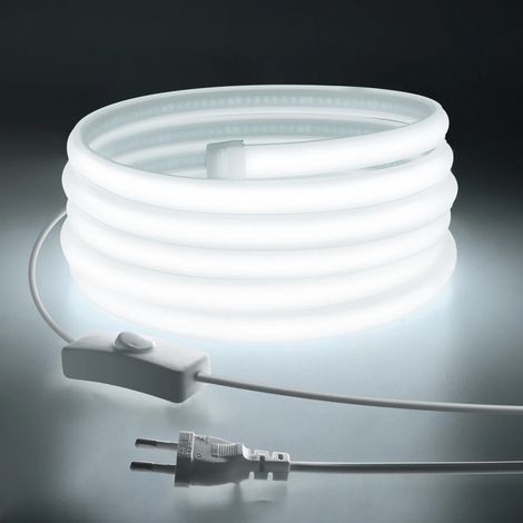 (Lumière blanche froide, CA, 25 m) Bande lumineuse LED COB ultra-lumineuse, conception entièrement étanche en silicone, adaptée aux jardins extérieurs. (1/5)