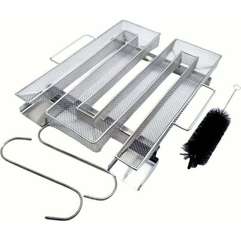 Générateur de fumée froide en acier inoxydable avec 2 crochets à viande + 1 brosses de nettoyage - Fumoir pour barbecues, XU, Barbecues, Fumoirs à fumer réutilisables (22,5 x 21,5 x 4 cm) - (1/4)
