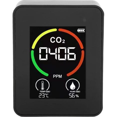 Détecteur De CO2, Moniteur De Qualité De L'air Intérieur, Compteur De CO2, Détecteur De Dioxyde De Carbone Portable, Thermomètre Et Hygromètre à Chargement USB pour la Maison, L'école, Le Bureau (1/5)