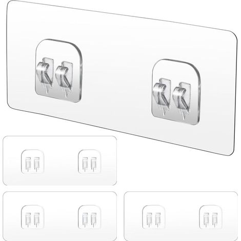 Set di 4 ganci adesivi di ricambio per portaoggetti da doccia, ganci adesivi resistenti per portaoggetti angolare da doccia, mensola da bagno, cestino portasapone, ganci appendiabiti, accessori da cuc (1/4)
