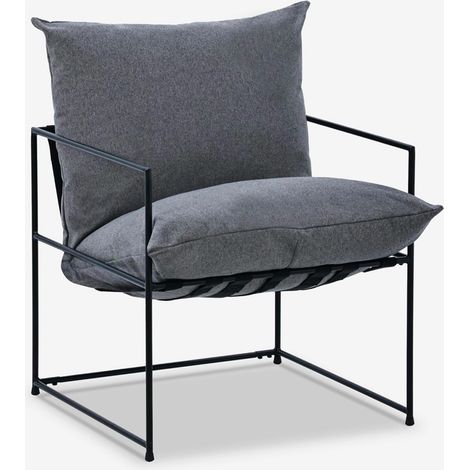 Poltrona design moderno in tessuto stile minimal metallo nero Alaska - Grigio Scuro