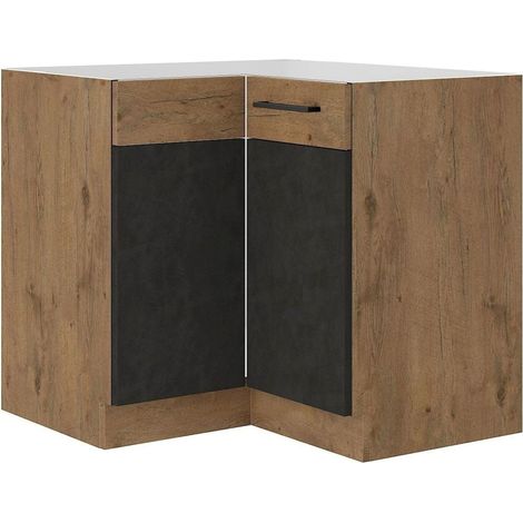 Vigo Eckunterschrank 90x90 cm Eiche Lancelot Matera Grau Küchenzeile Einbauküche (1/3)