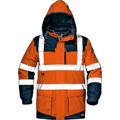 SIR SAFETY SYSTEM REGIMENTAL SPLIT Parka de travail imperméable haute visibilité orange et bleu Taille L