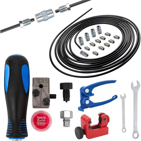 Kit d'Outils d'Évasement pour Tuyaux de Frein 4.75mm DIN/SAE, pour Réparation Automobile et Rénovation de Systèmes de Freinage, Élargisseur de Tubes en Cuivre avec Démonte-écrous (1/5)