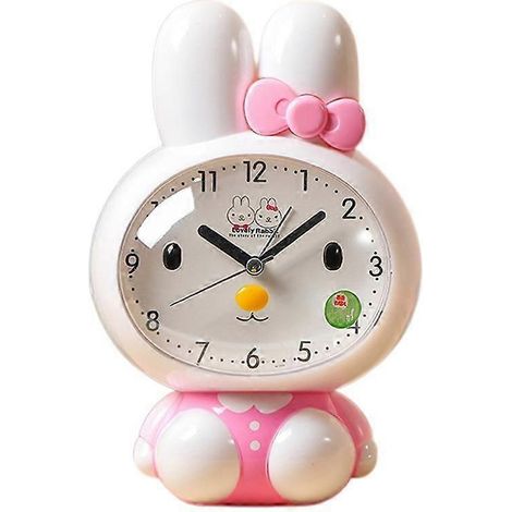 Réveil de chambre, veilleuse réveil lapin dessin animé, réveil de bureau décoratif pour étudiants et enfants (rose) (1/4)