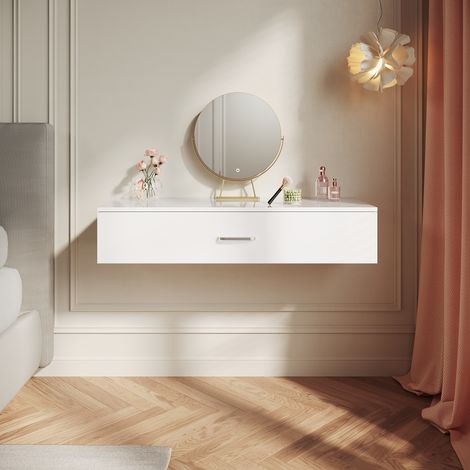 SIRHONA Coiffeuse suspendue cloison de rangement design coiffeuse et bureau table intégrée 100×38×20 cm (1/5)
