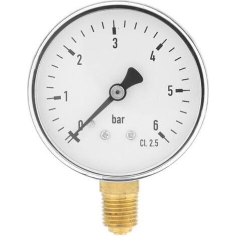 1/4"NPT 0-6 bar Manomètre de pression d'eau d'air Manomètre à montage latéral pour l'instrument de cadran d'huile d'air d'eau (1/5)