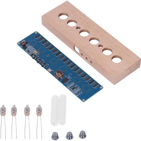 Kit d'horloge à tube lumineux IN14 à monter soi-même, boîtier en bois de hêtre, module d'éclairage, interface USB 5V (1/5)