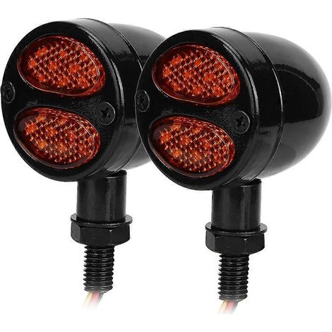 Feu clignotant/stop à LED pour motos, boîtier métallique, 12 V, 4 fils, noir