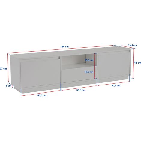 Mueble de TV con 3 puertas abatibles y 1 compartimento abierto L160 cm - VANGUARD (1/5)